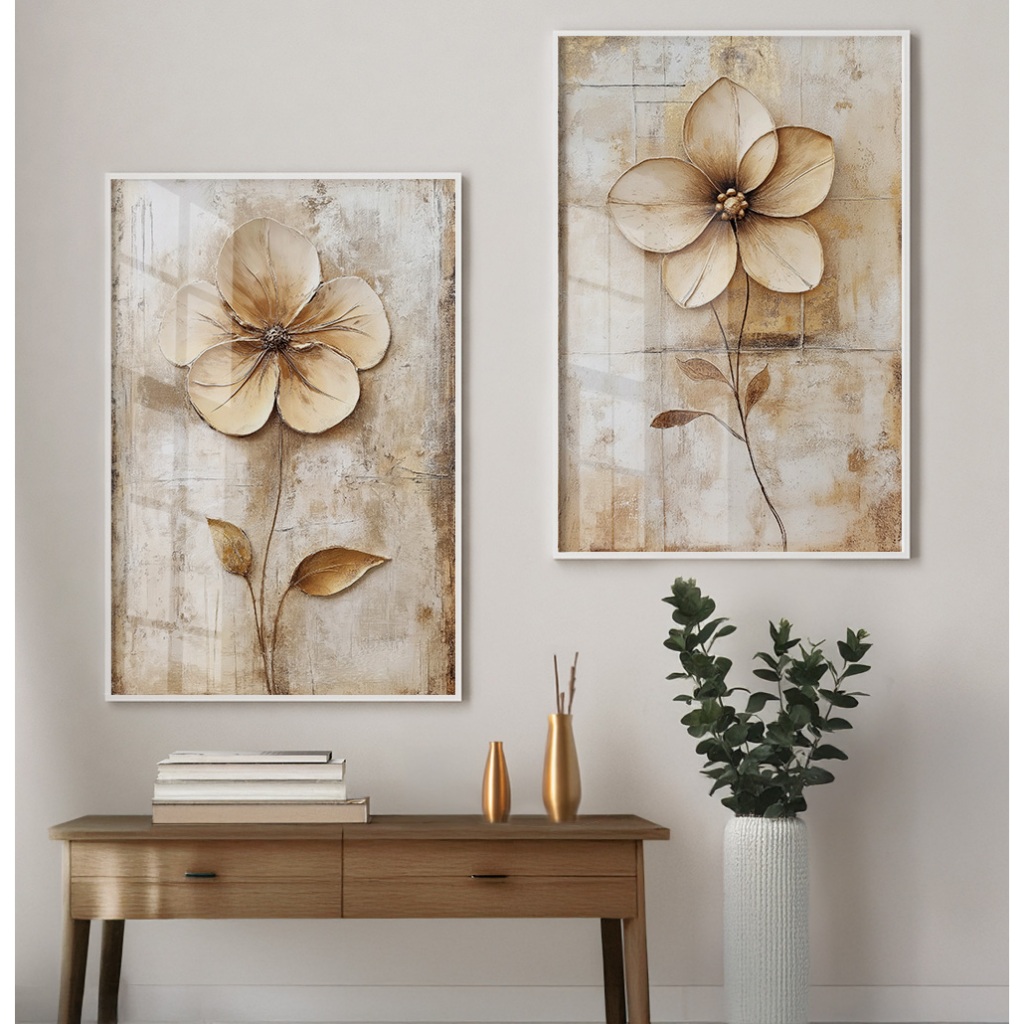 Quadro De Flores Para Sala Kit 2 Quadros Decorativos Quadro Vintage Com Moldura 
