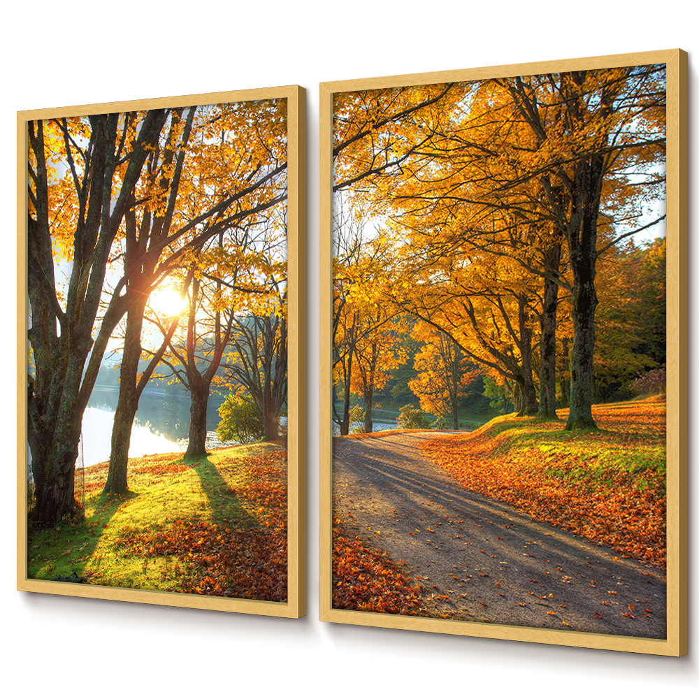 Quadro Paisagem Com Moldura E Vidro Quadro Decorativo Sala Grande Quadro Natureza Lago Outono Duo · foto 2