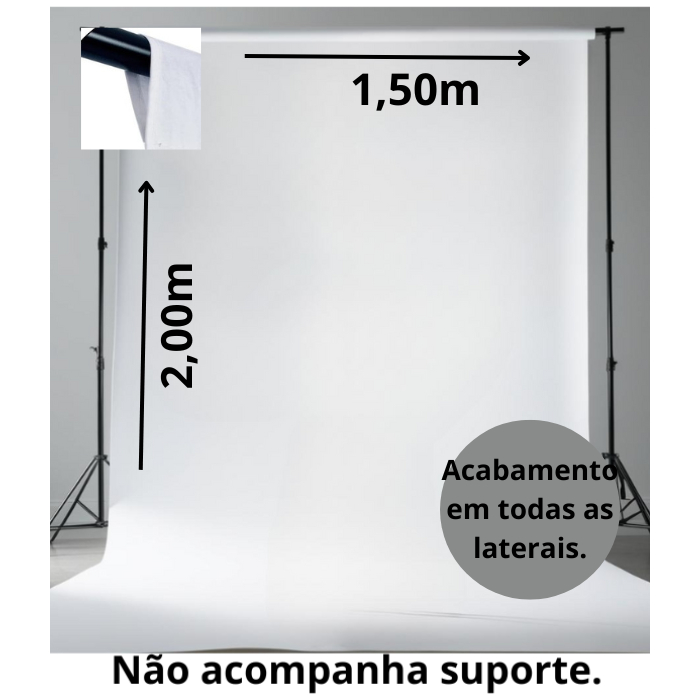 Tecido 2,0mx1.5m para fundo branco infinito estudio fotografico.