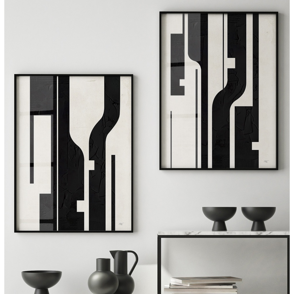 Quadro Abstrato Quadro Decorativo Sala Grande Quadro Com Moldura E Vidro Quarto Blocos Texturas Duo