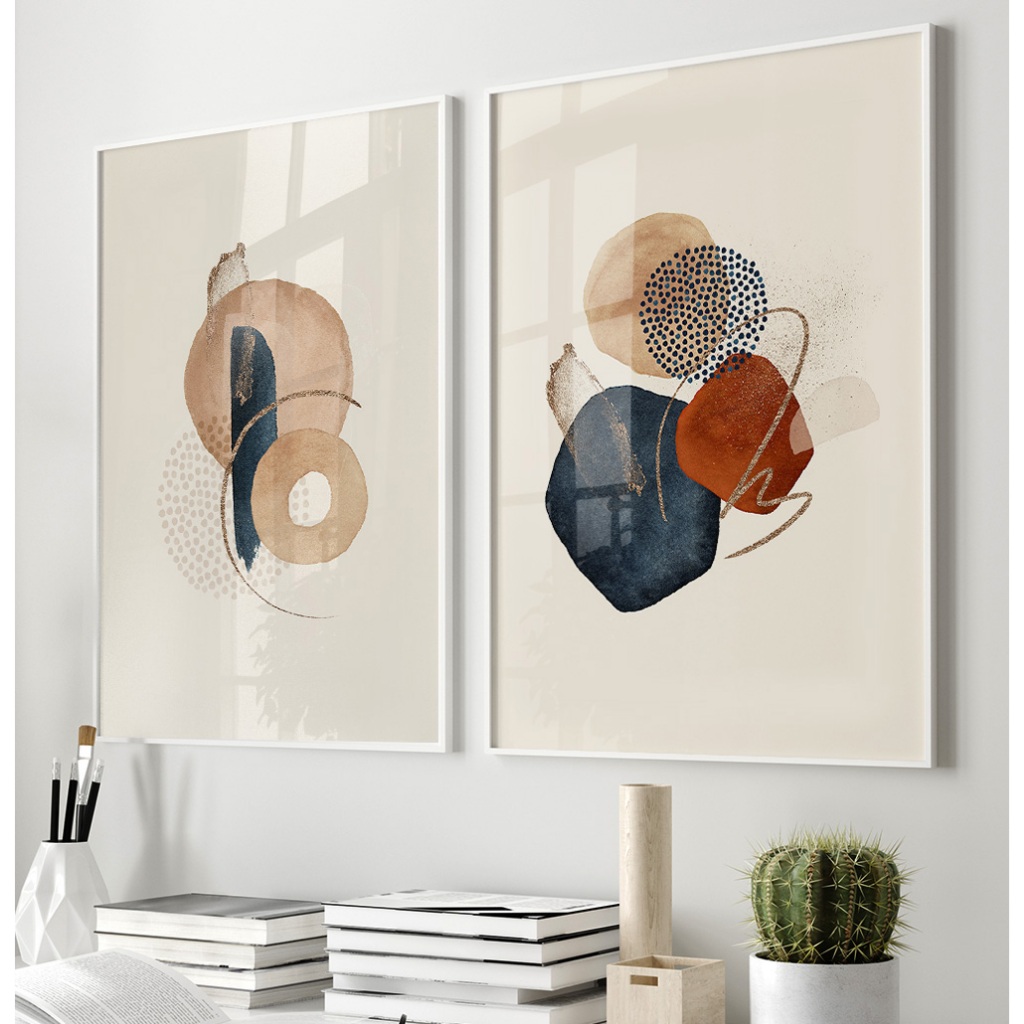 Quadro Boho Abstrato Para Sala Quadro Com Moldura E Vidro Quadro Decorativo Gran