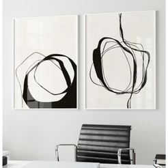 Quadro Minimalista Quadro Decorativo Com Moldura E Vidro Quadro Grande Para Sala Preto E Branco Duo