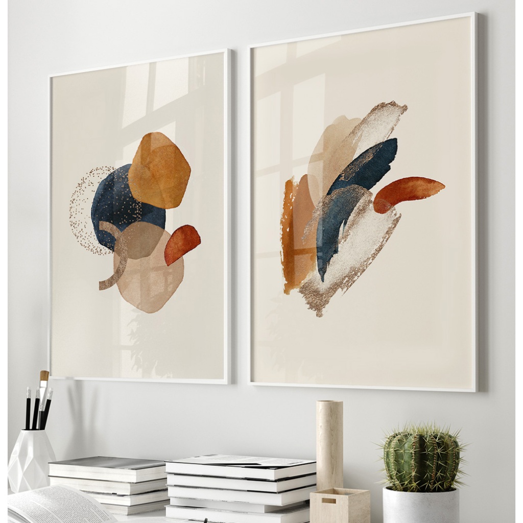 Quadros Decorativos Com Moldura Sala Quarto Quadro Decorativo Duo Abstrato Boho