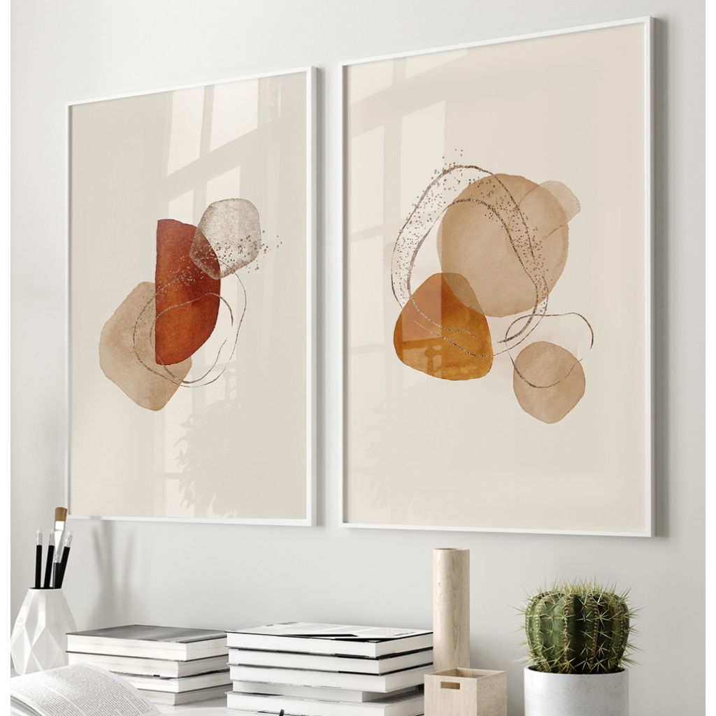 Quadros Decorativos Sala Quarto Escritório Abstrato Com Moldura Duo Estilo Boho