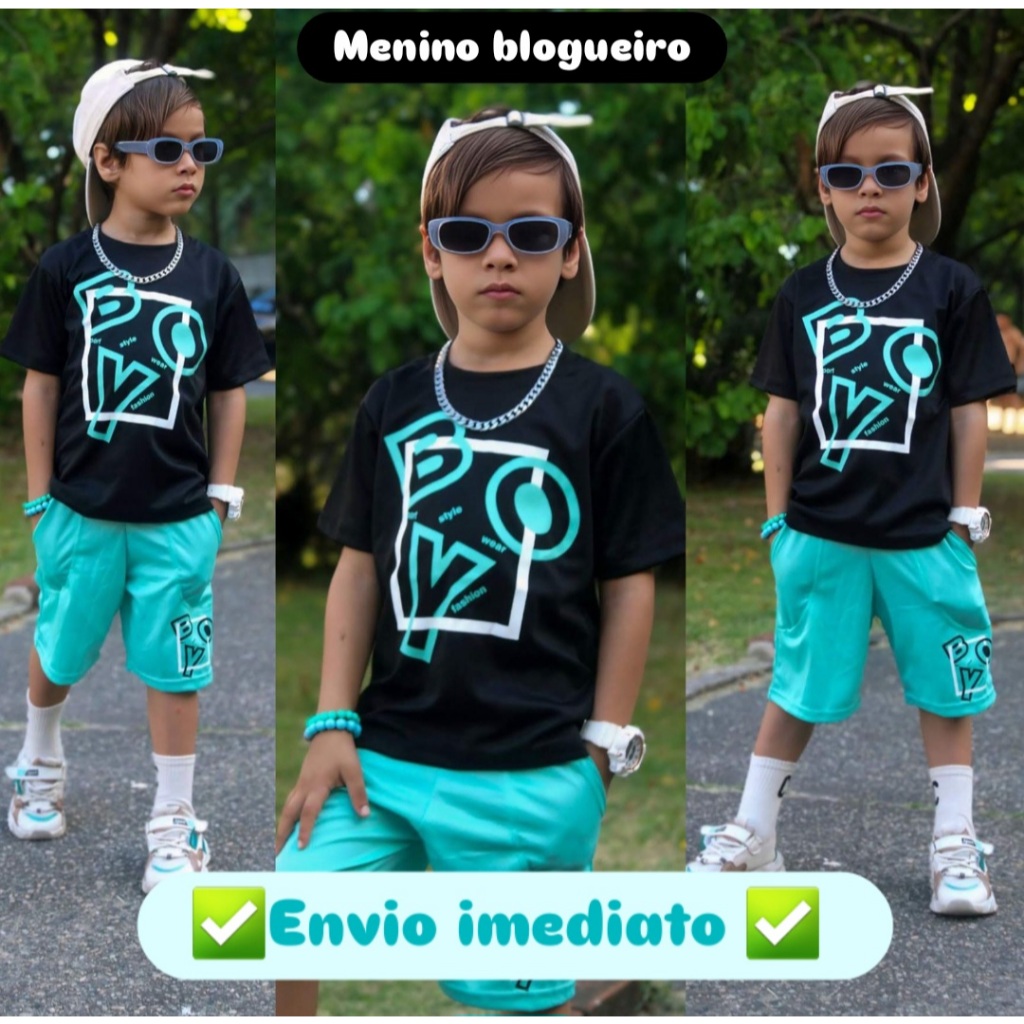 Conjunto Infantil Masculino Bermuda e Camisa Malha Dri-fit (4 ao 14 anos)