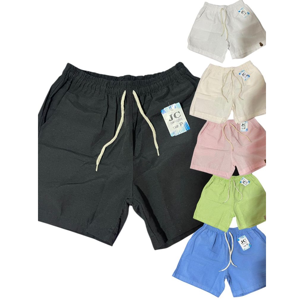 Short mauricinho masculino elastano linho casual