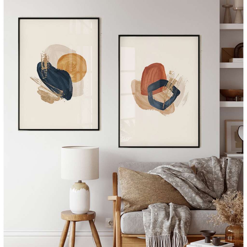 Quadro Decorativo Com Moldura Sala Quarto Quadro Decorativo Escritório Abstrato Kit Textura Bege