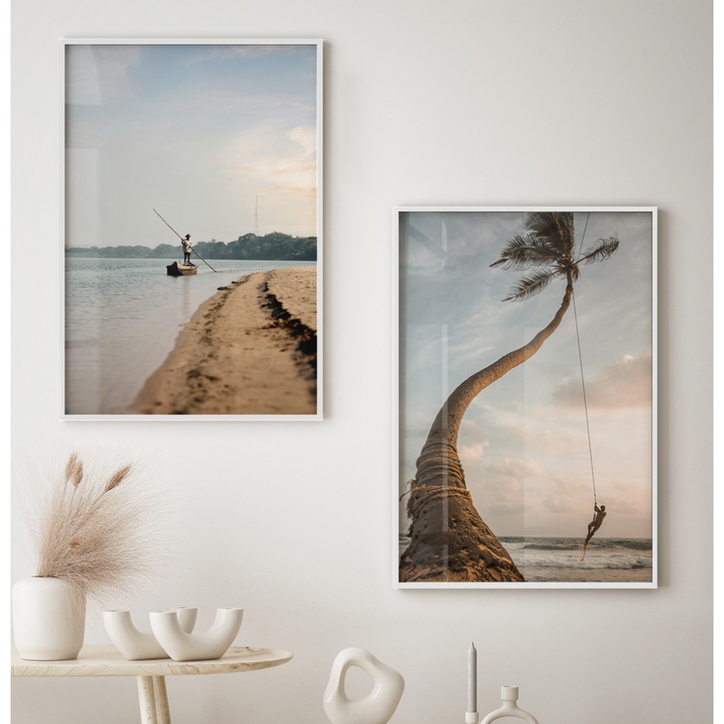 Quadro Paisagem Quadro Com Moldura E Vidro Quadro Decorativo Sala Grande Quadro Praia Pescador Duo