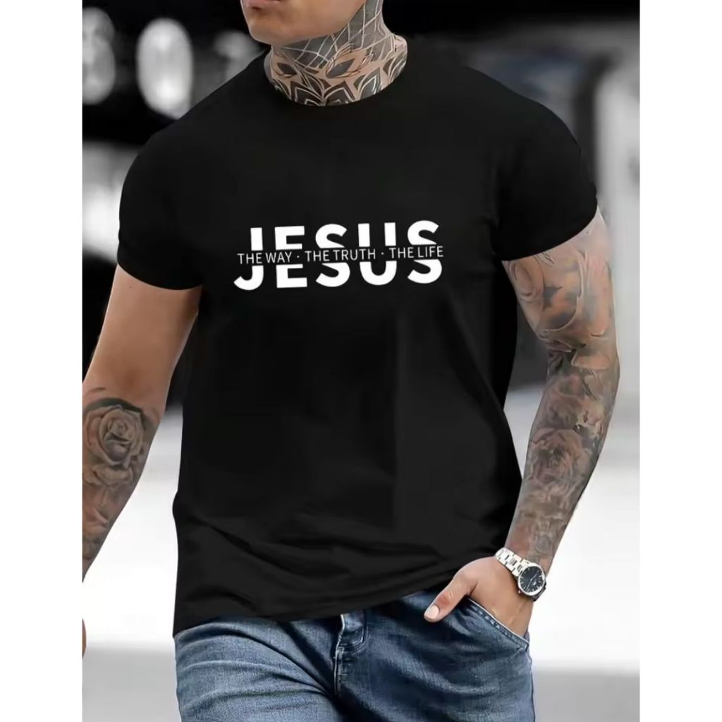 Camiseta Masculina Jesus Premium Camisa Casual 100% Algodão Básica Streetwear Manga Curta Lançamento