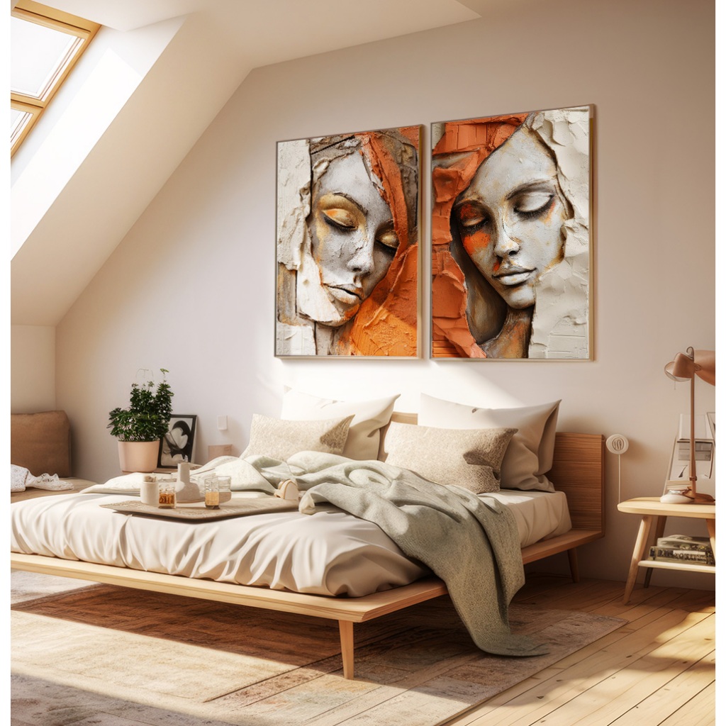 Quadro Abstrato Quadro Com Moldura E Vidro Quadro Decorativo Sala Quadro Escritório Faces Gesso Duo