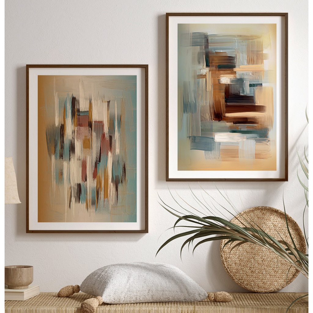 Quadros Decorativos Sala Quarto Escritório Com Moldura Duo Abstrato Pintura Tons