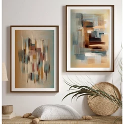 Quadro Decorativo Sala Abstrato Dupla De Quadros Com Moldura Quadros Decorativos Quarto Tons Terra