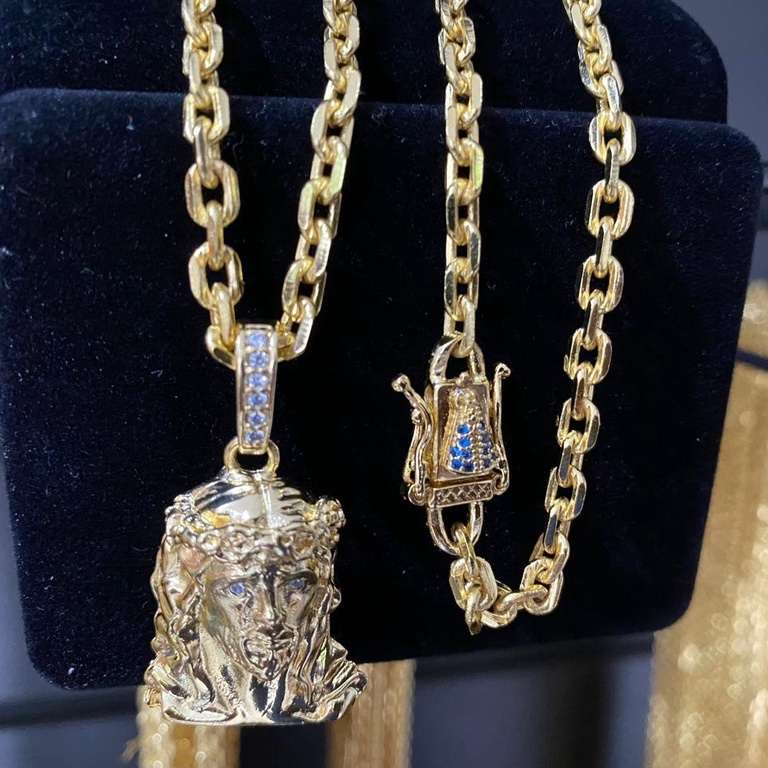 Cadeado 4 mm Masculino Liga de Moeda Antiga Acompanha Pingente Cravejado em Oferta na Shopee