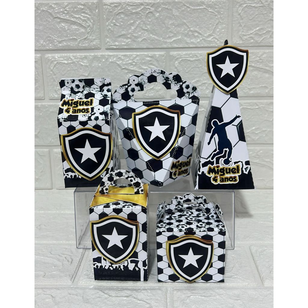 Kit Festa Personalizada Futebol Botafogo - Caixinhas Personalizadas (PAPEL FOTOGRÁFICO 180G)