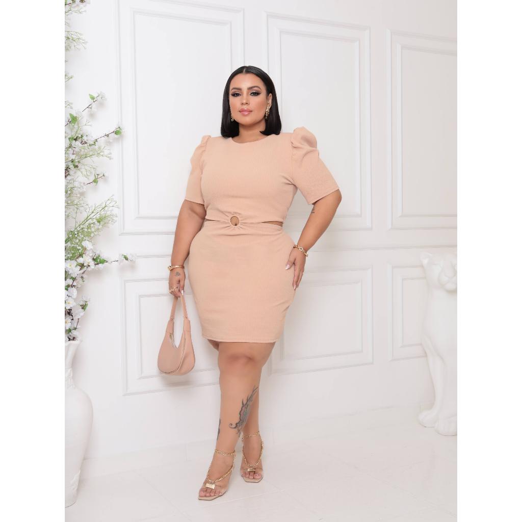 Vestido Plus Size Feminino Longo Verao 2025 Manga Bufante