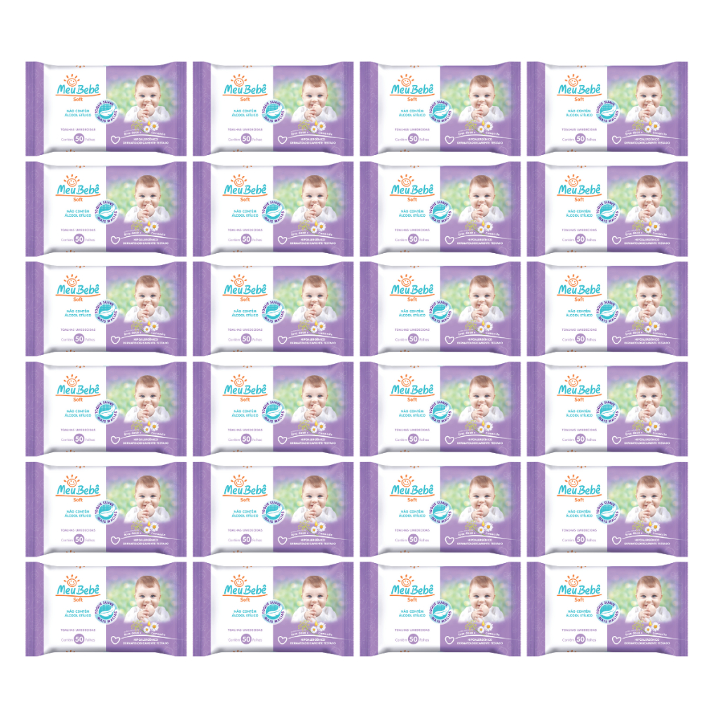 KIT TOALHA UMEDECIDA MEU BEBÊ SOFT 1200 FOLHAS (24UNDX50FLS) em Oferta na Shopee