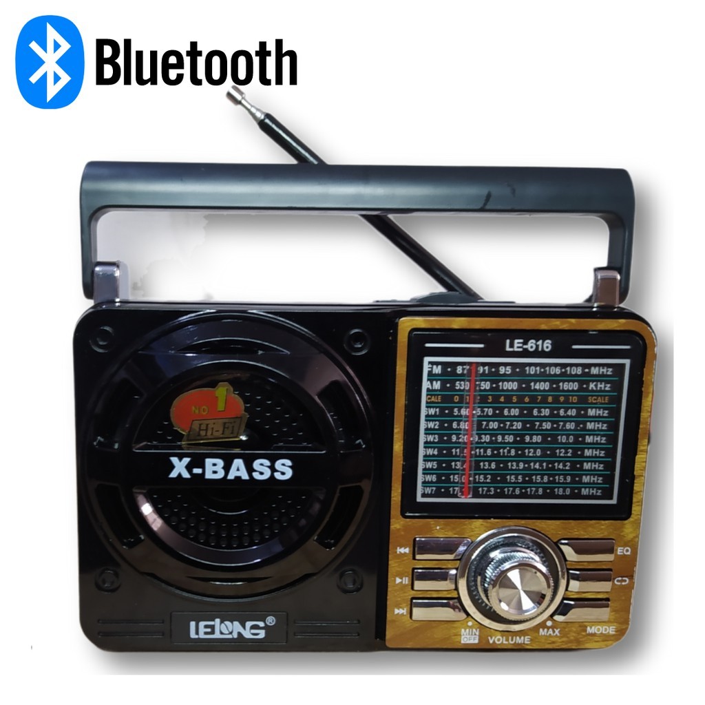 Rádio Portátil Fm/Am Bluetooth mp3Usb Bivolt E Pilha - Caixa De Som 110V/220v Vintage Antigo Retro Recarregavel (Marrom)