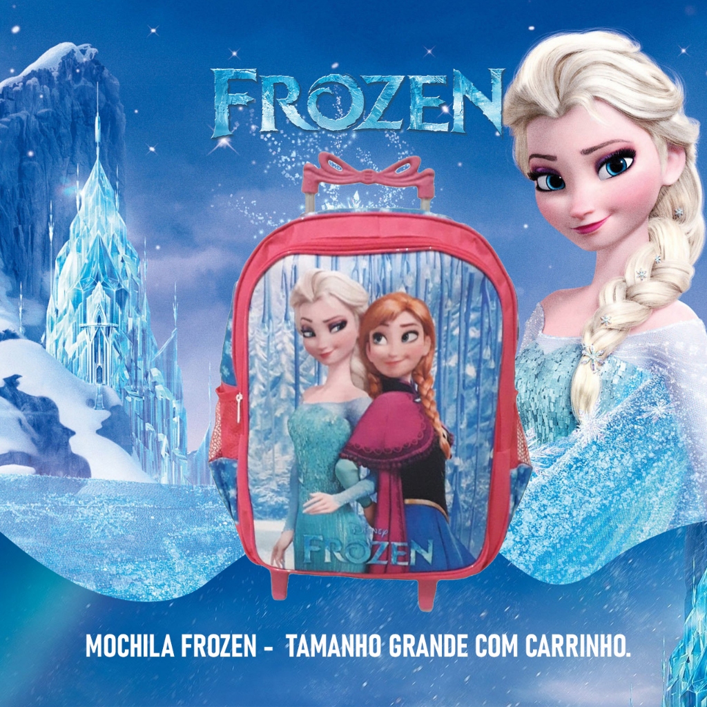MOCHILA ESCOLAR G COM RODINHAS PARA MENINAS ESTAMPA DESENHO FROZEN MOCHILA IINFANTIL GRANDE DE CARRINHO ESCOLAR JUVENIL