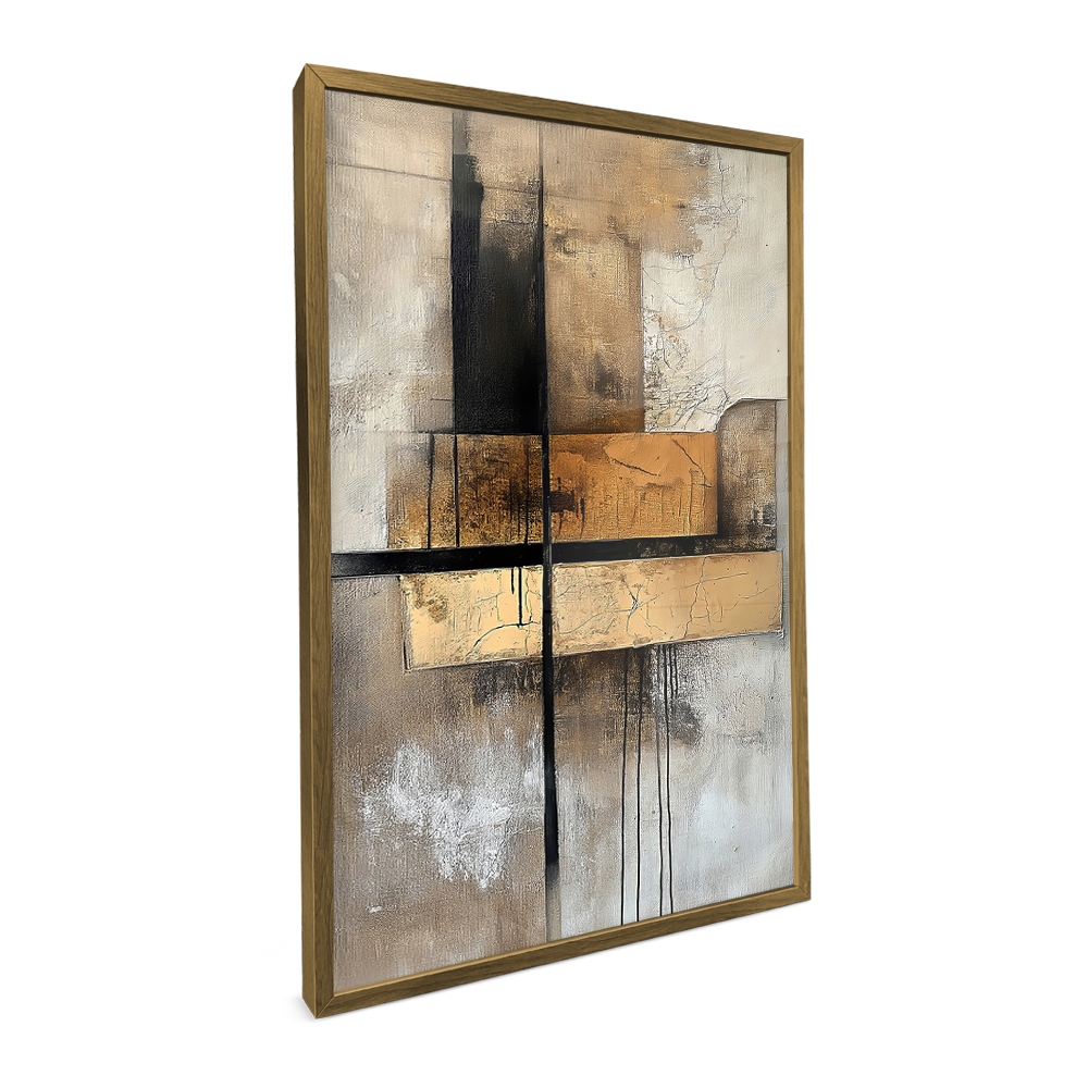Quadro Decorativo Sala Grande Com Moldura Quadros Decorativos Quarto Quadro Abstrato Dourado Preto · foto 2