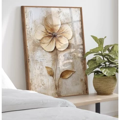 Quadro Decorativo Sala Quadro De Flores Vintage Rústico Bege Quadros Decorativos Quarto Com Moldura