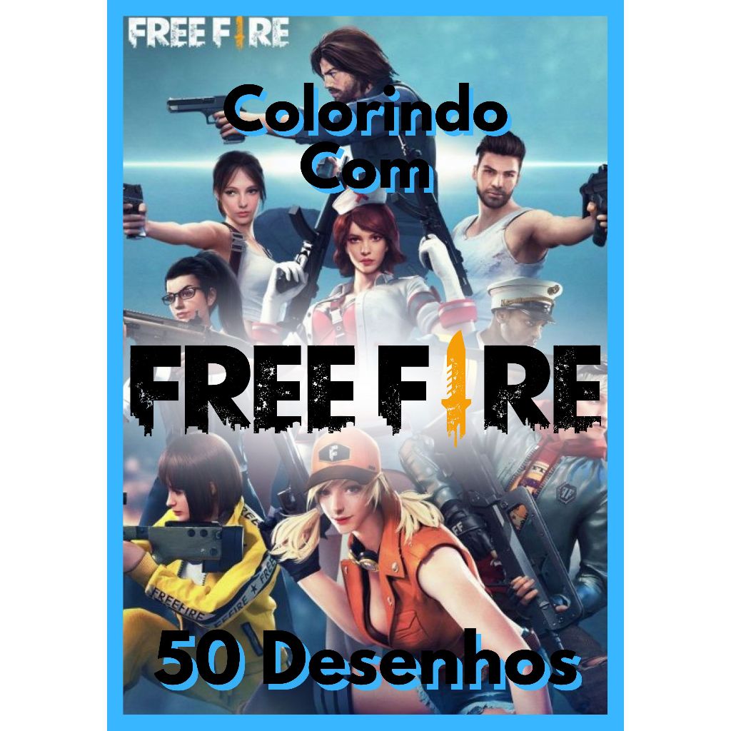 Kit 50 desenhos Grandes Para Colorir Infantil Adulto FreeFire