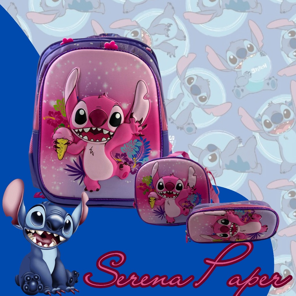 KIT MOCHILA STITCH (MOCHILA + ESTOJO + LANCHEIRA) / MATERIAL ESCOLAR