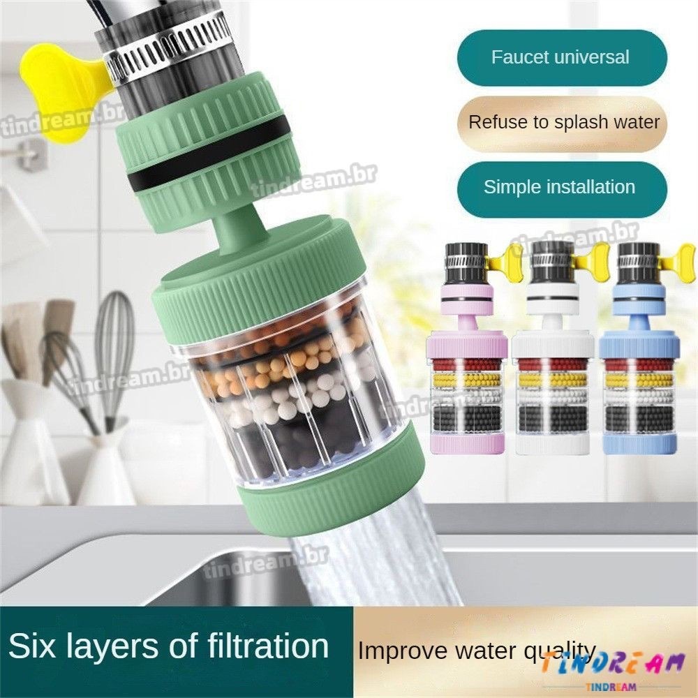 Filtro De Água De 6 Camadas，Soto Interface De Torneira Universal Giratória 360 °,Filtro De Torneira Lavável Removível D em Oferta na Shopee