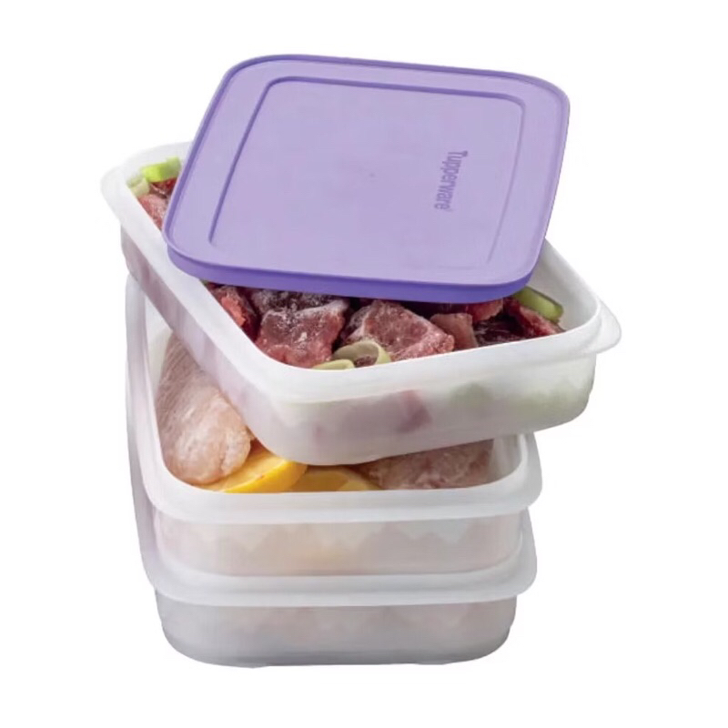 Kit Freezer Line Empilháveis 675ml - 3 Bases e 1 Tampa - 4 Peças - Original Tupperware