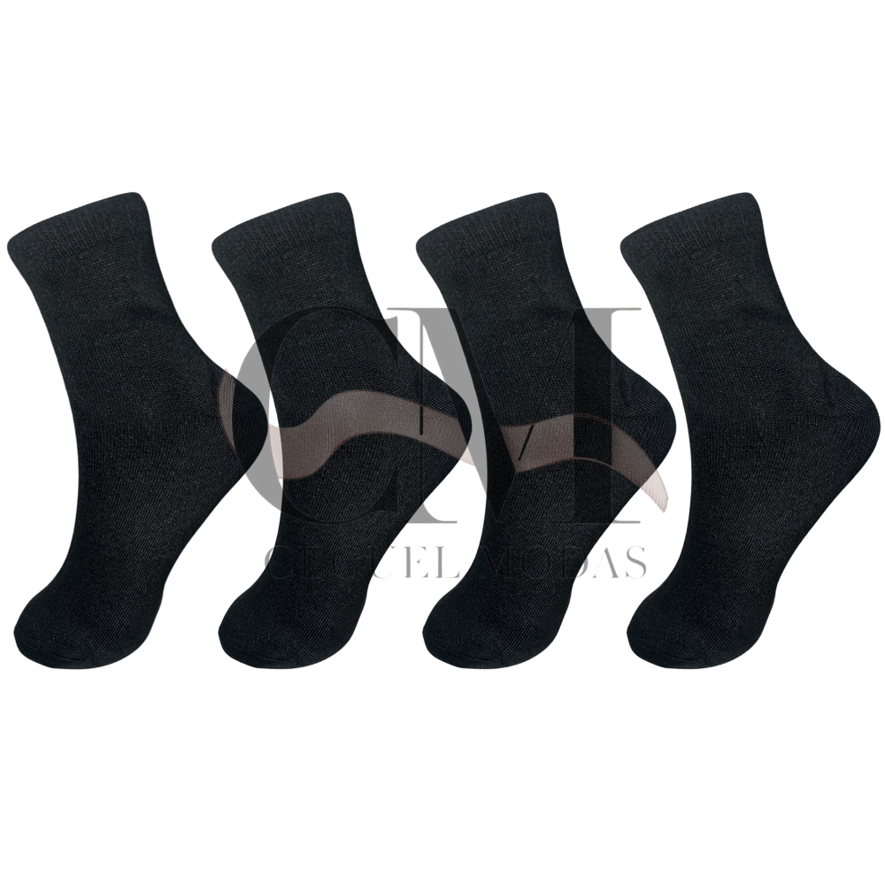 Kit com 18 Pares Meia de Cano MÉDIO PRETA com Algodão