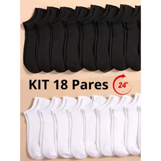 Kit 18 Pares de Meias Soquete Cano Curto Masculina Feminina Unissex varejo em Oferta na Shopee