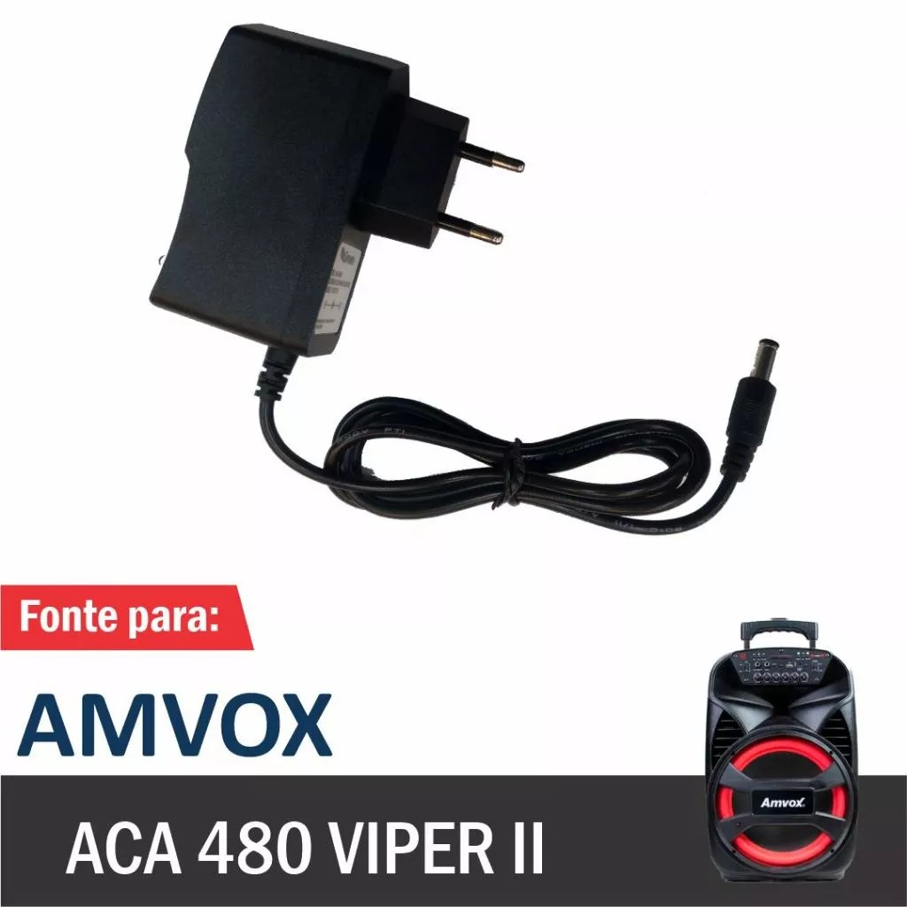 Carregador 9v 1.5a Específico Para Caixa Amvox ACA 480 Viper II ( Fonte / Cabo de Força / Cabo de Energia ) Plug P8 em Oferta na Shopee