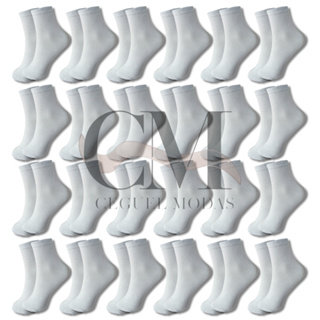 Kit 24 Pares Meia de Cano Médio BRANCA com Algodão em Oferta na Shopee