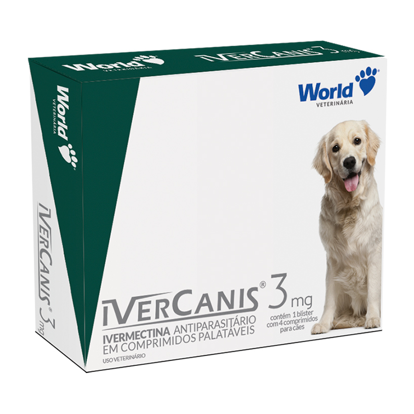 Remedio para carrapato, pulgas e sarna Ivercanis 3mg 6mg 12mg C/4 Comprimidos - World