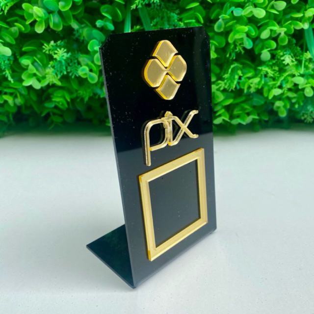 Placa Pix Pagamento Display de Mesa para Balcão com base