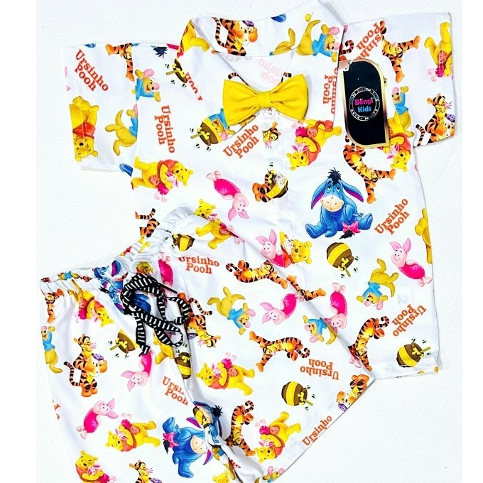 CONJUNTO TEMÁTICO INFANTIL MAURICINHO URSINHO POOH em Oferta na Shopee