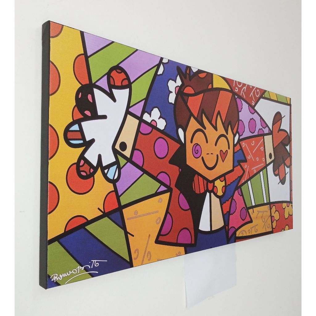 Quadro Romero Britto Quadro Sala Quarto, escritórios ( o abraço) 100x55cm(canvas)