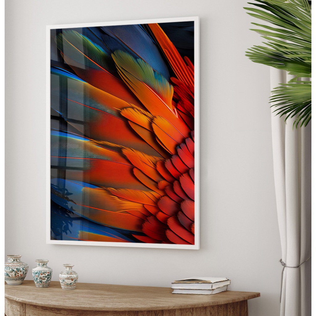 Quadro Brasilidades Sala Com Moldura Quadro Decorativo Para Quarto Quadro Colorido Penas de Arara