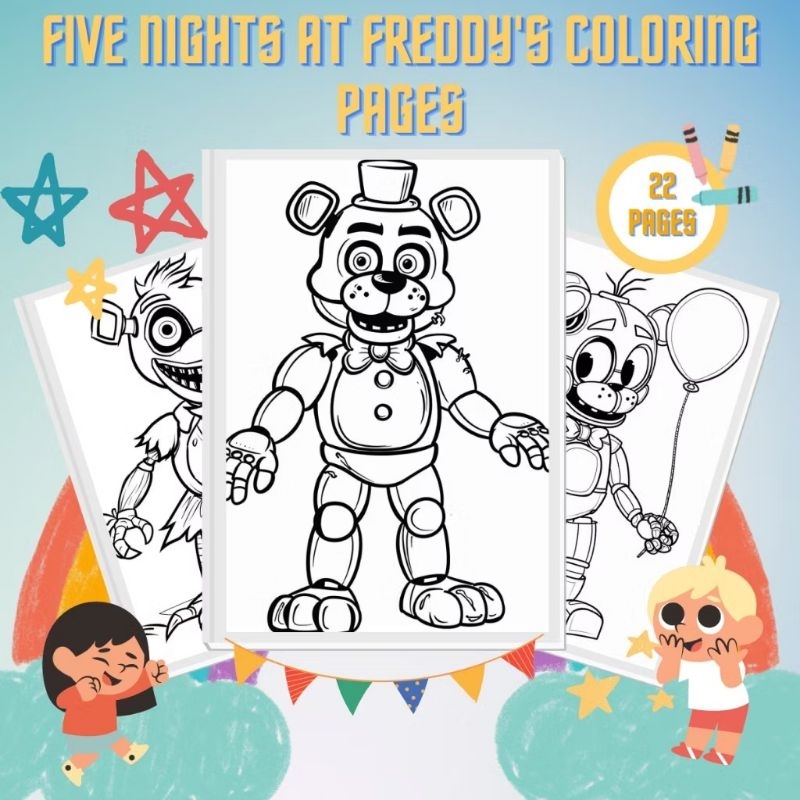 Kit 40 Desenhos Para Pintar E Colorir Five Nights at Freddy’s - Folha A4 ! 1 Por Folha!