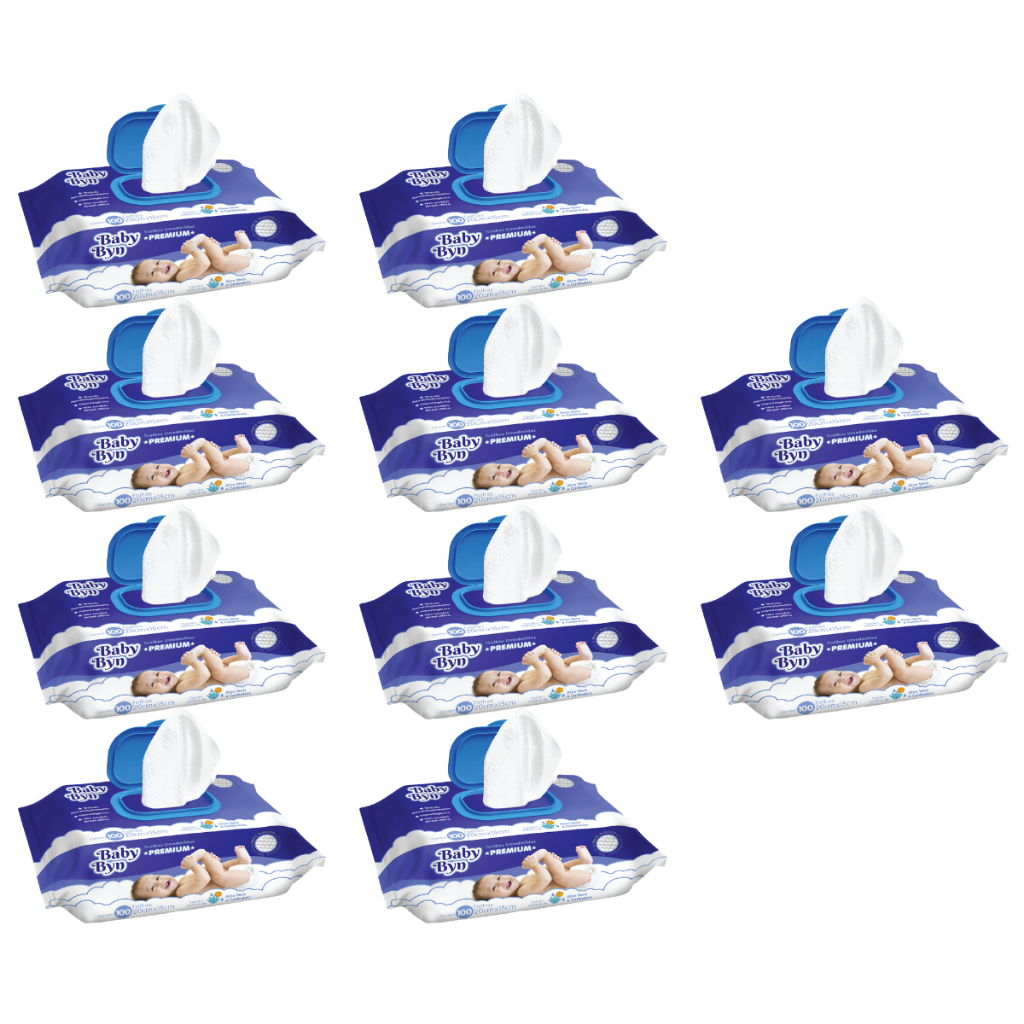 TOALHA UMEDECIDA BABY BYN PREMIUM 1000 FOLHAS (10UNDX100FLS) em Oferta na Shopee