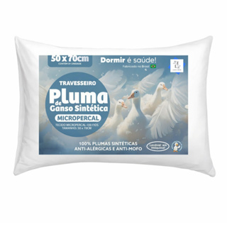 Travesseiro Pluma de Ganso Descanso Antiacaro 70x50cm em Oferta na Shopee