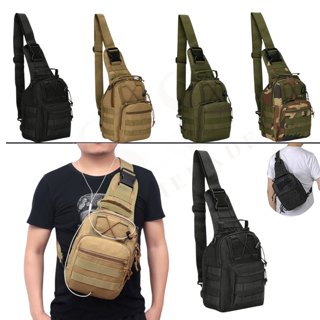Bolsa Tática Transversal Impermeável Peito e Ombro Mochila Reforçada em Oferta na Shopee
