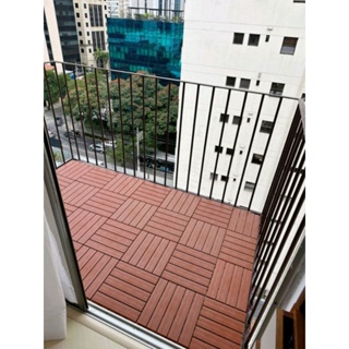 Kit 9 Deck plástico modular textura madeira para banheiro jardim sacada piscina em Oferta na Shopee