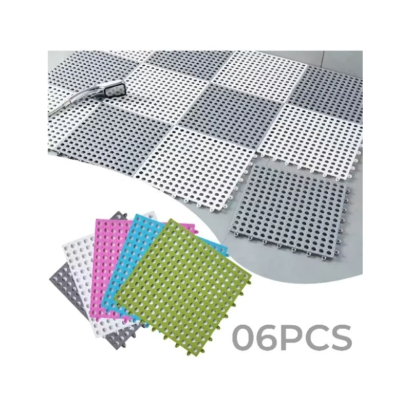 06 Tapete modular 30×30 superfície antiderrapante para Box banheiro banho chuveiro vestiários