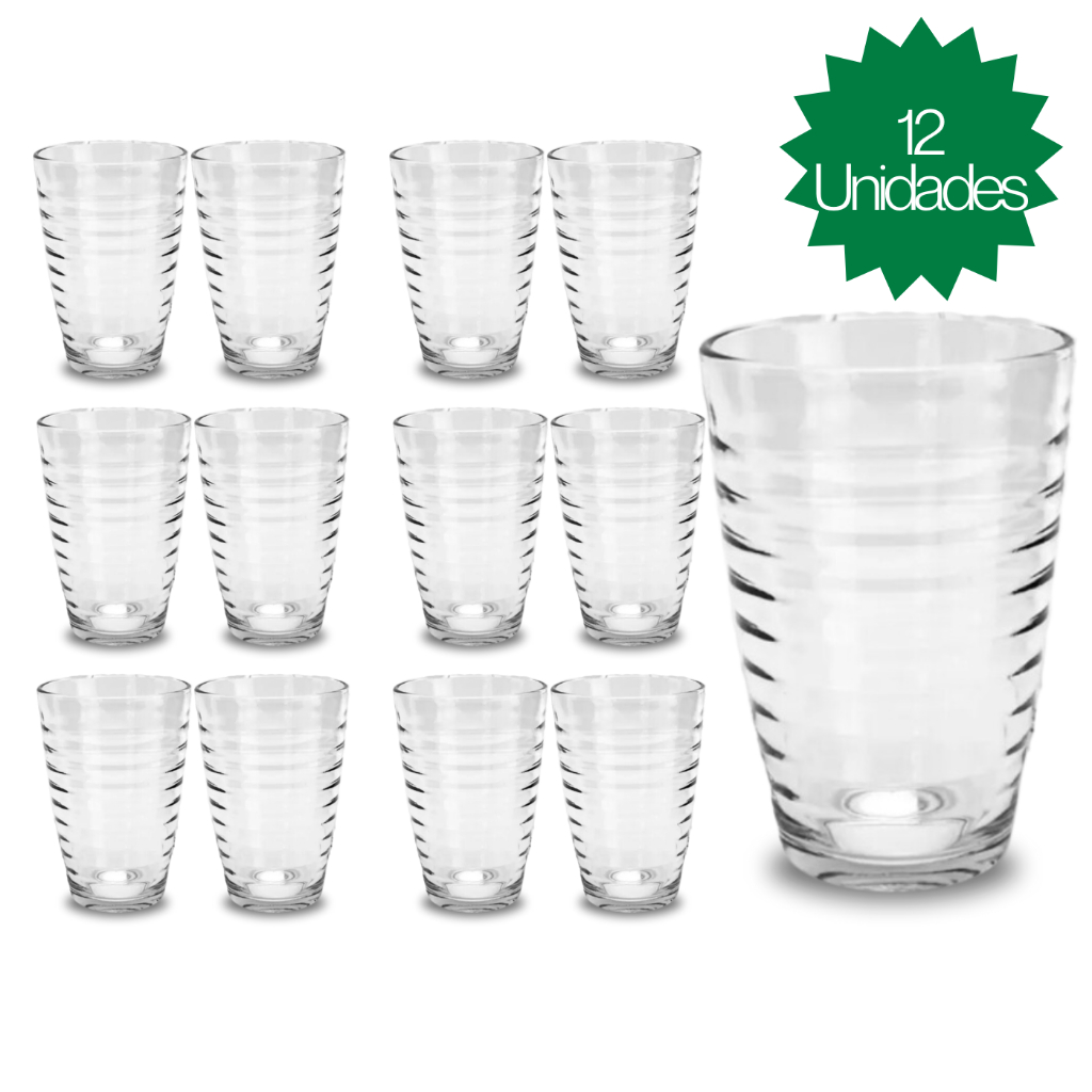 Jogo 12 Copos Vidro Americano Arizona Transparente 200ml Barato