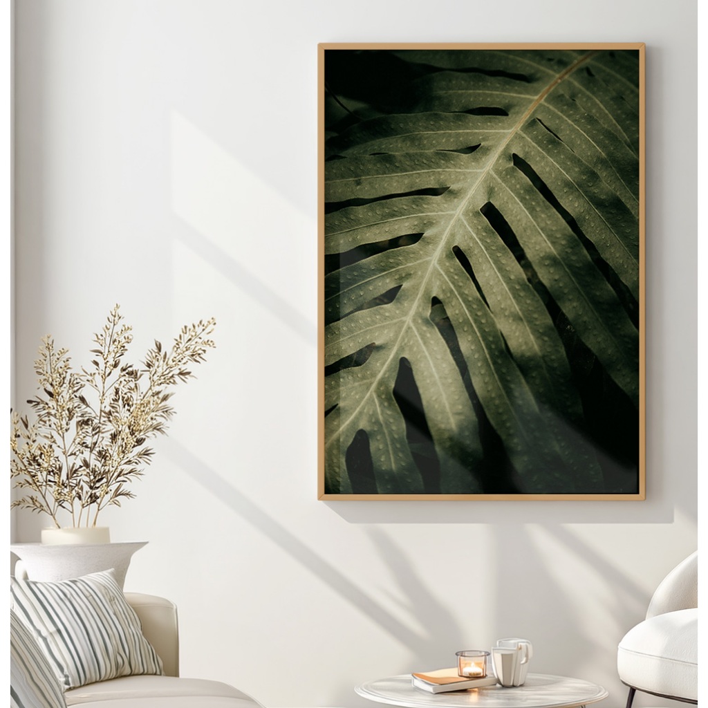 Quadro Folhagem Quadro Com Moldura E Vidro Quadro Decorativo Sala Grande Quadro Quarto Folha Verde