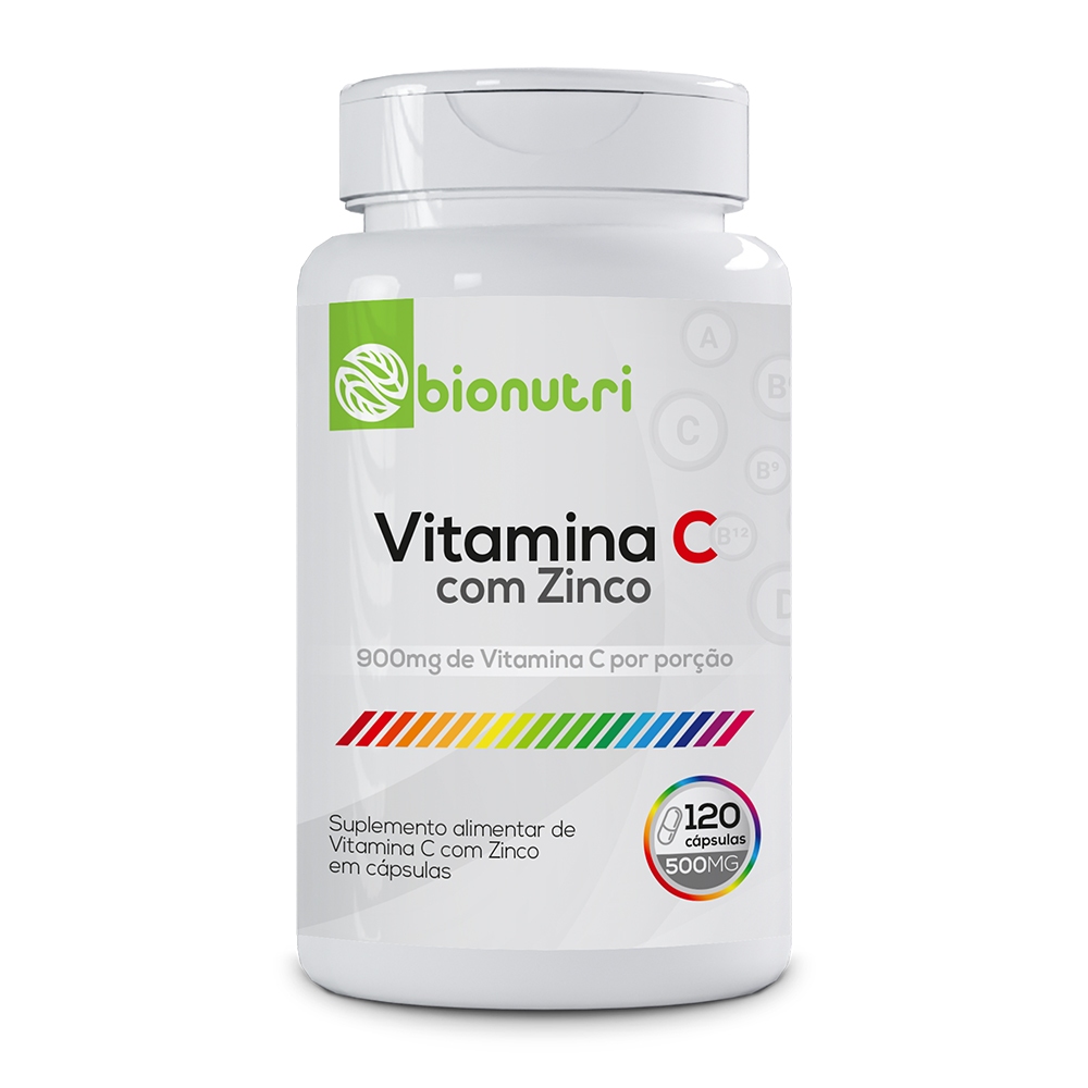 Vitamina C + Zinco 120 Cápsulas 900mg por Porção - Bionutri