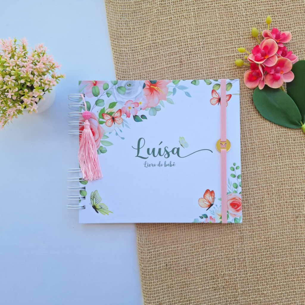 Livro do bebê  Floral menina - Acabamento luxo em Oferta na Shopee