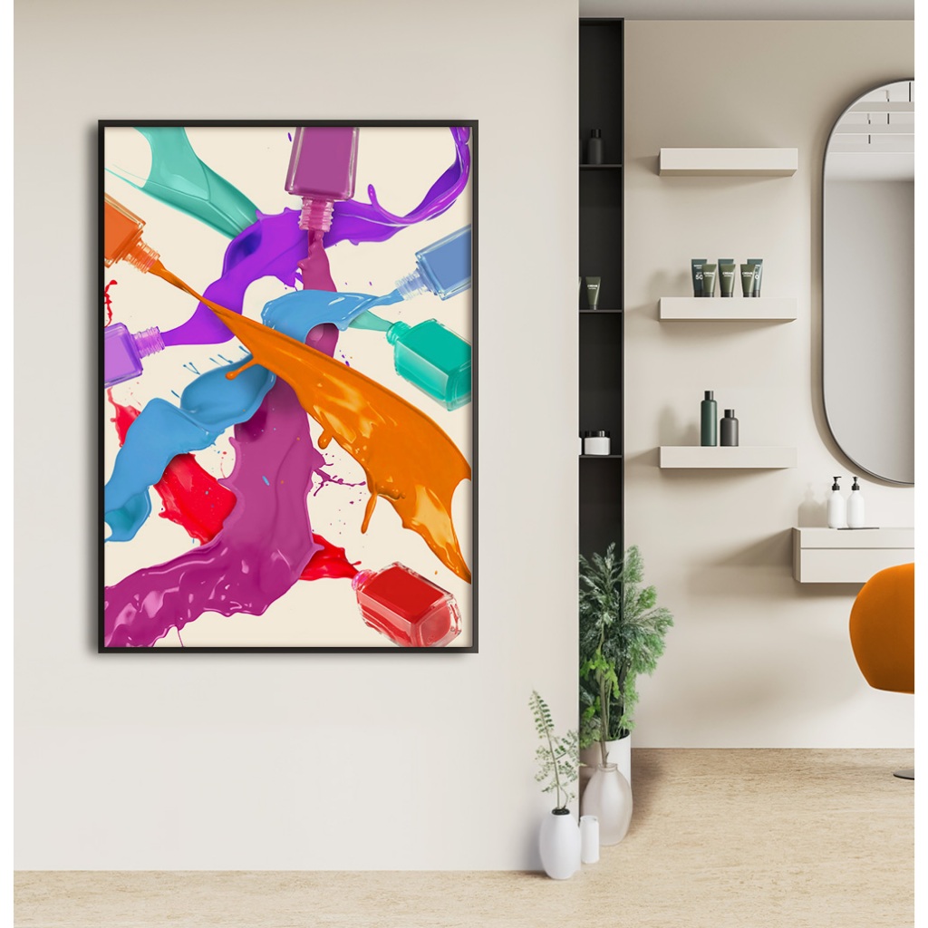 Quadro Manicure Quadro Com Moldura E Vidro Quadro Para Salão De Beleza Decorativo Esmalte Colorido