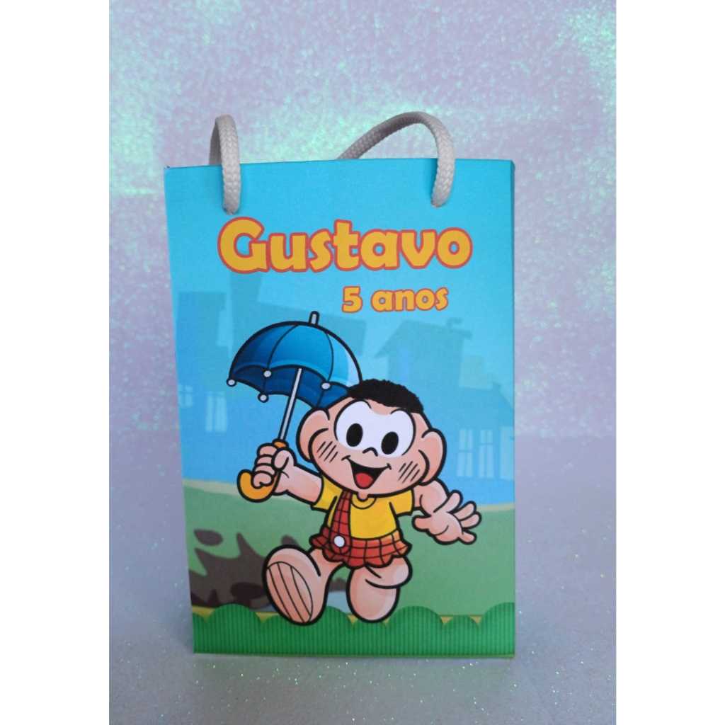 Sacolinha Personalizada com nome e idade  13x20 CASCÃO Aniversário Festa Lembrancinha Personalizada