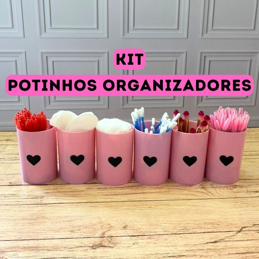 kit Organizador de pincel Cosméticos potinhos porta pinceis Maquiagem portinho rosa fofo make em Oferta na Shopee